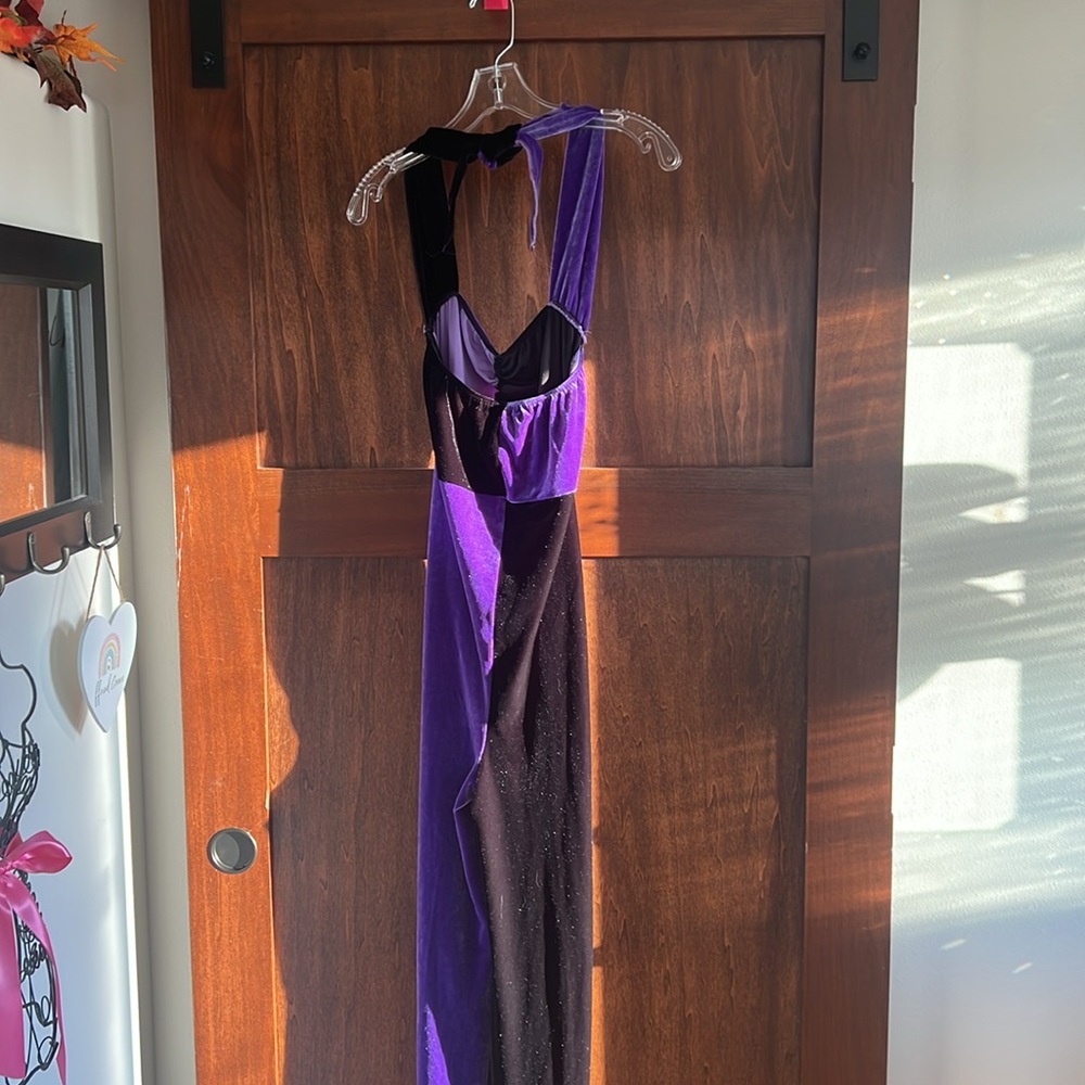 Purple Velvet Halter Jumpsuit - Picture 3 of 4